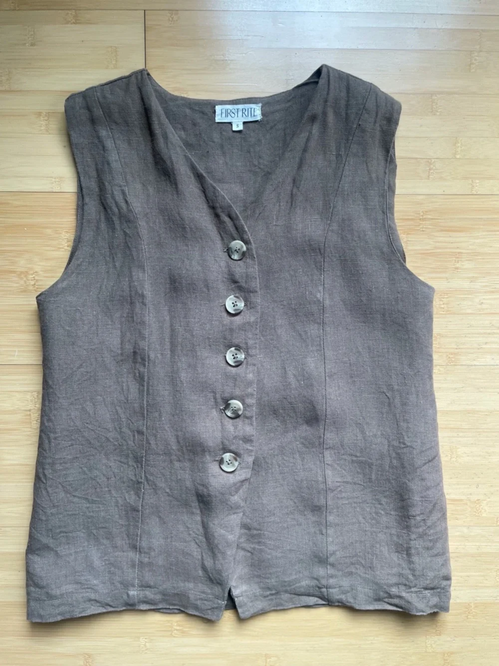 First Rite Linen Vest Tank in Cocoa, Size S - Picture 5 of 9